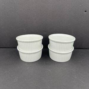 Pillivuyt white, fluted porcelain ramekin or soufflé baking dish.  Set of 4